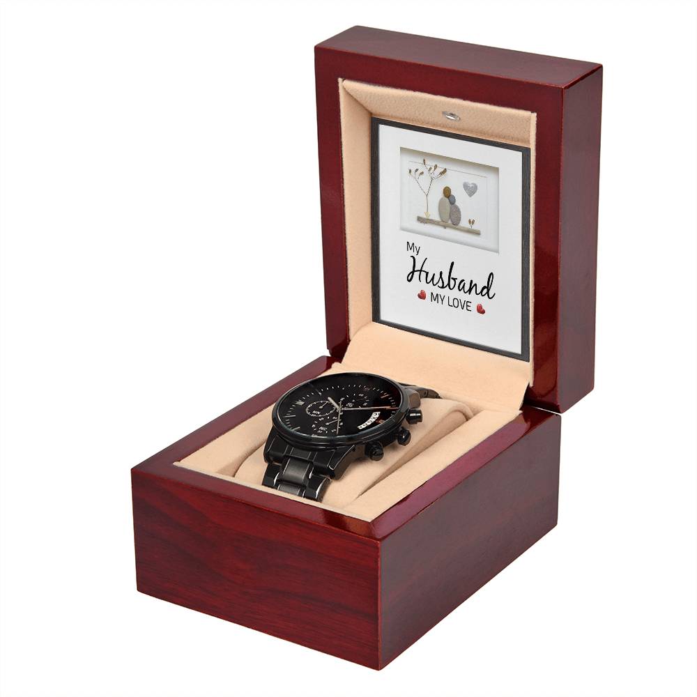 My Husband My Love – Black Chronograph Watch