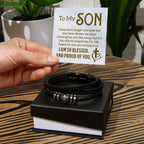 To My Son – Mens Leather Bracelet