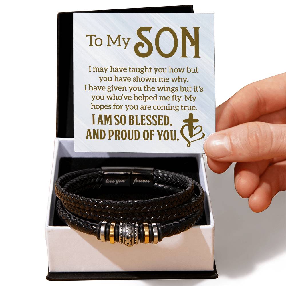 To My Son – Mens Leather Bracelet