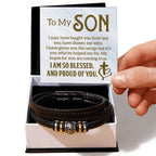 To My Son – Mens Leather Bracelet