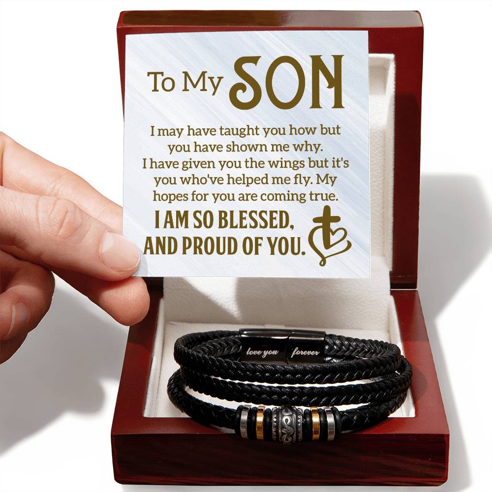 To My Son – Mens Leather Bracelet