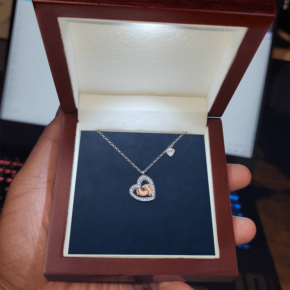 Baby Feet Heart Necklace