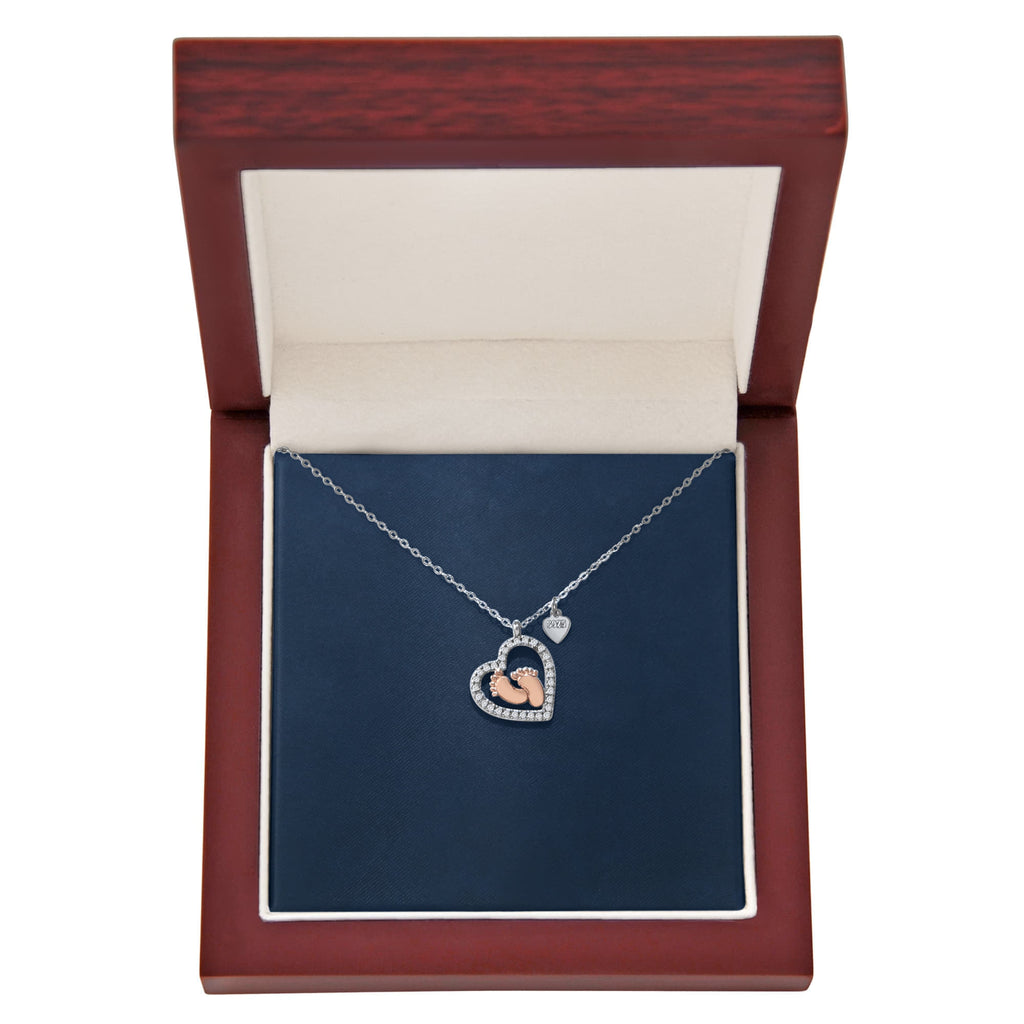 Baby Feet Heart Necklace