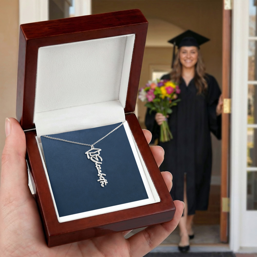 Graduation Cap Name Necklace