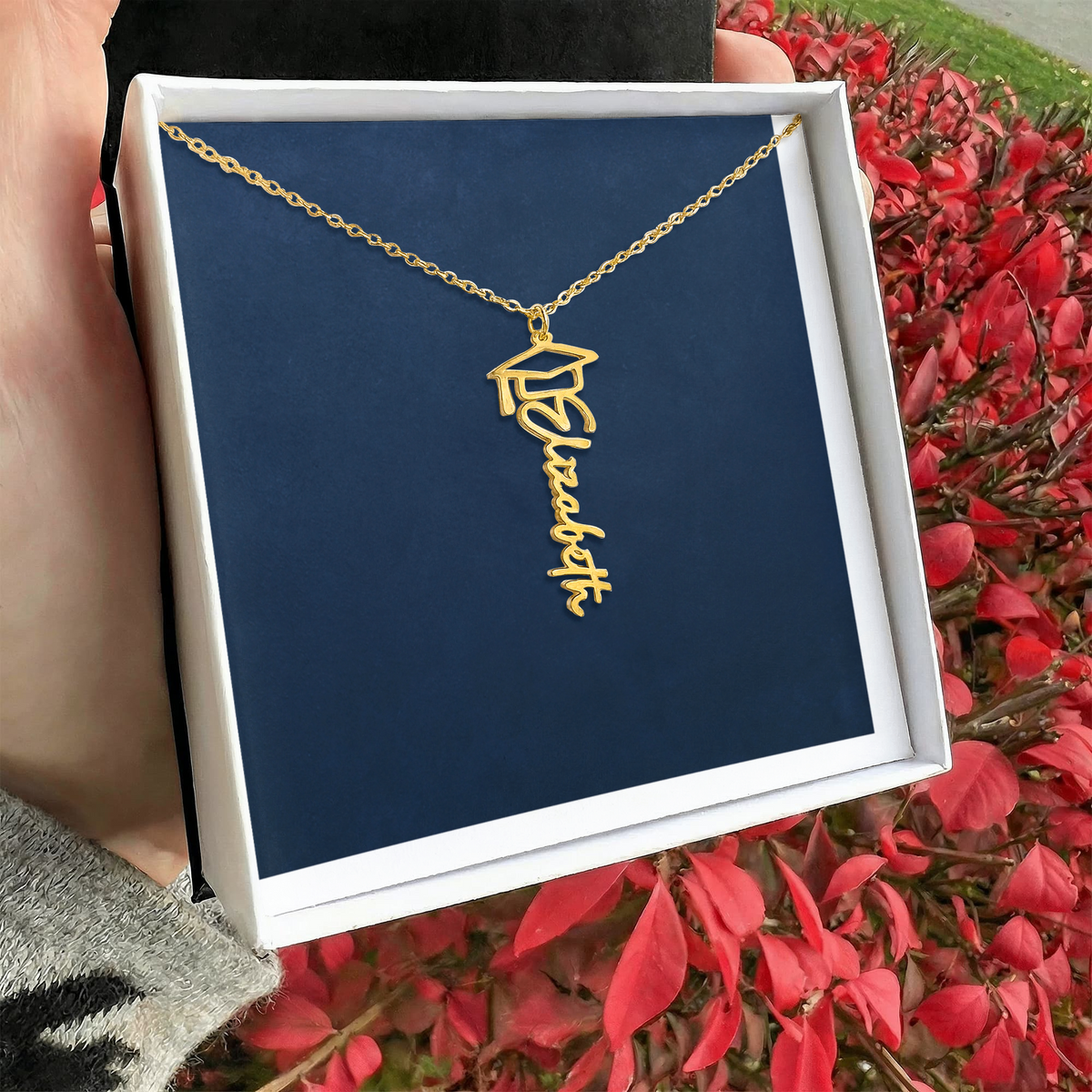 Graduation Cap Name Necklace