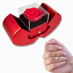 Forever Love Necklace – Red Heart Rose Box